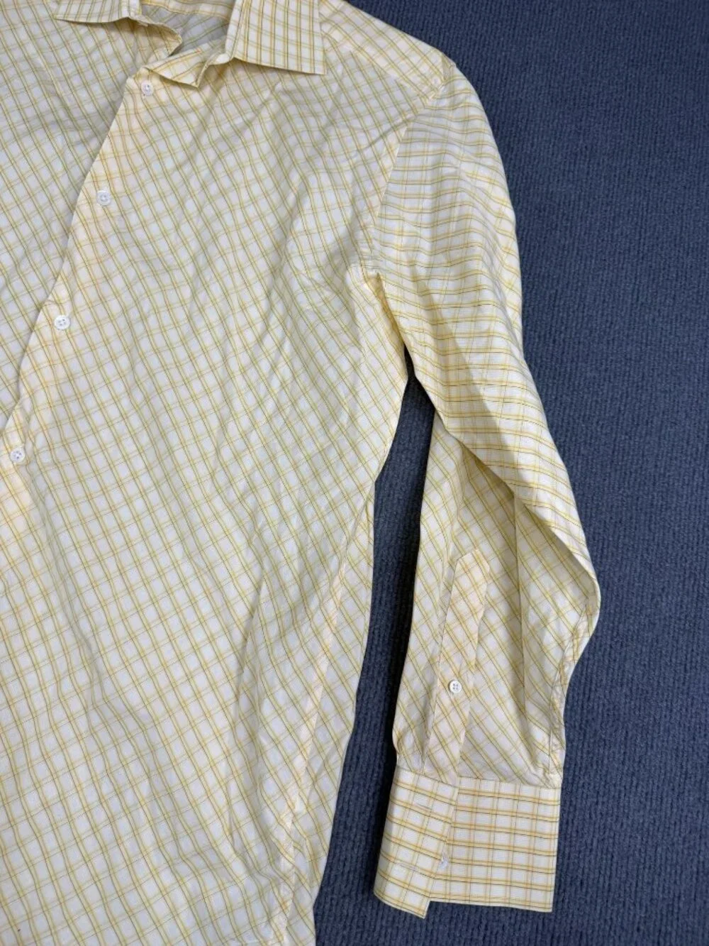 Banana Republic Mens Yellow & White Plaid Long Sleeve Shirt Size Large  16-16.5